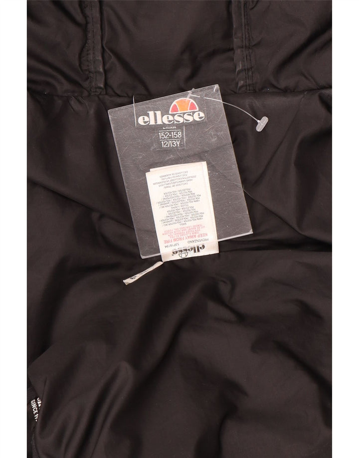 ELLESSE Boys Graphic Hooded Padded Jacket 12-13 Years Black Polyester