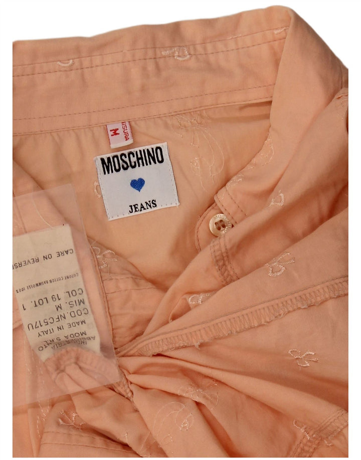 MOSCHINO Womens Shirt Blouse UK 12 Medium Orange Cotton