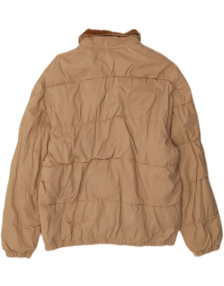 Zara Mens Bomber Jacket UK 40 Large Beige Colourblock Polyester