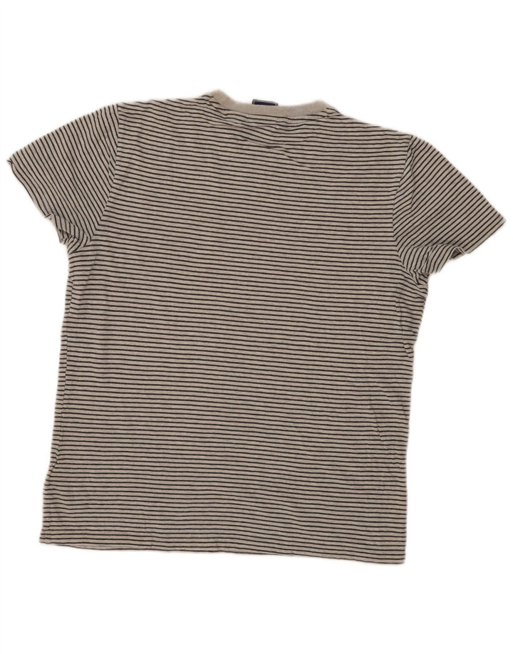 Superdry Mens T-Shirt Top Medium Grey Pinstripe Cotton