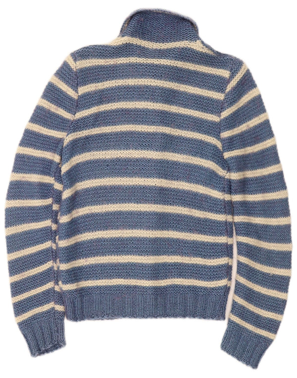 Vintage Womens Cardigan Sweater UK 10 Small Blue Striped