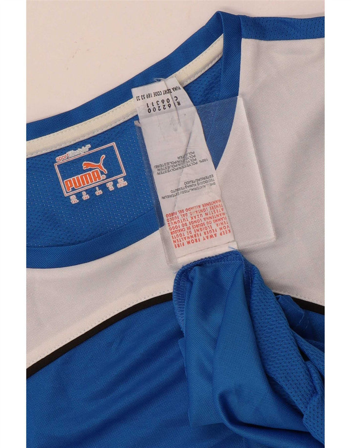 Puma Boys T-Shirt Top 13-14 Years Blue Colourblock Polyester