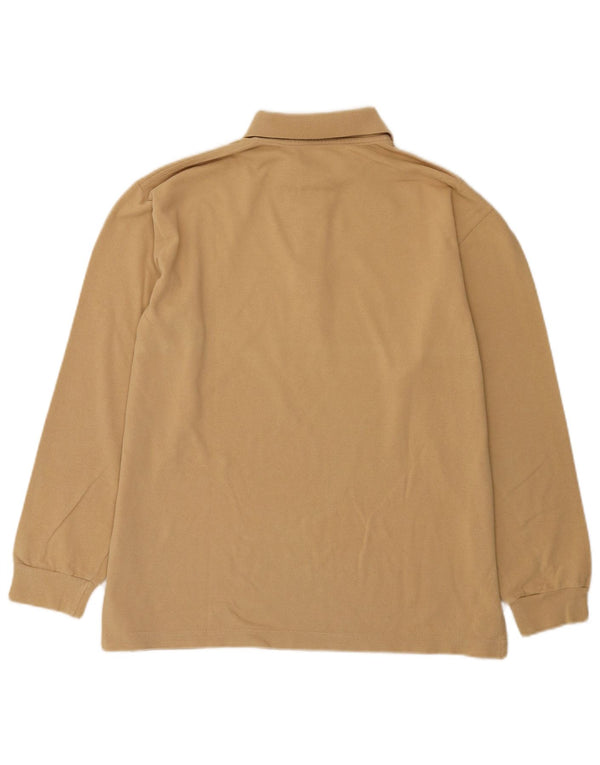 Avirex Mens Long Sleeve Polo Shirt Large Beige Cotton
