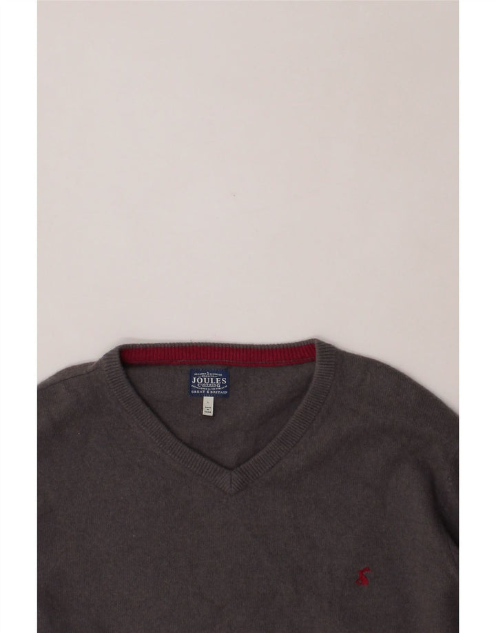 JOULES Mens V-Neck Jumper Sweater Large Grey Wool Vintage Joules and Second-Hand Joules from Messina Hembry 