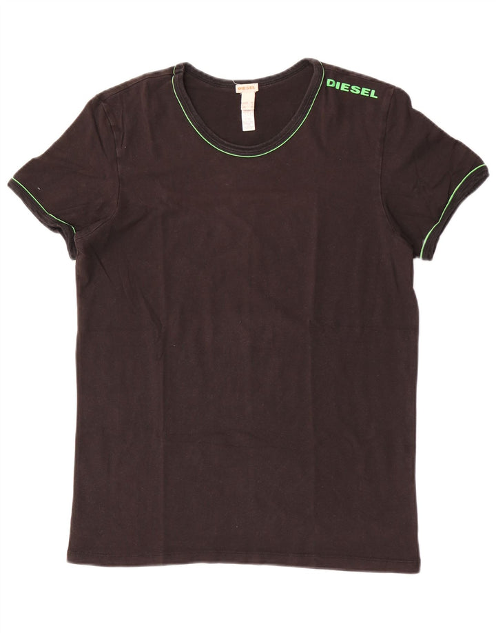 Diesel Mens T-Shirt Top Medium Black Cotton