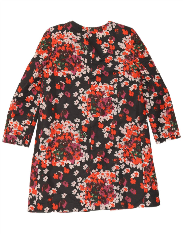 Hobbs Womens Oversized Overcoat UK 10 Small Black Floral Polyester