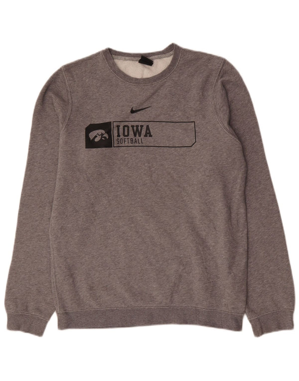 Nike Mens Iowa Hawkeyes Graphic Sweatshirt Jumper Small Grey Flecked Cotton
