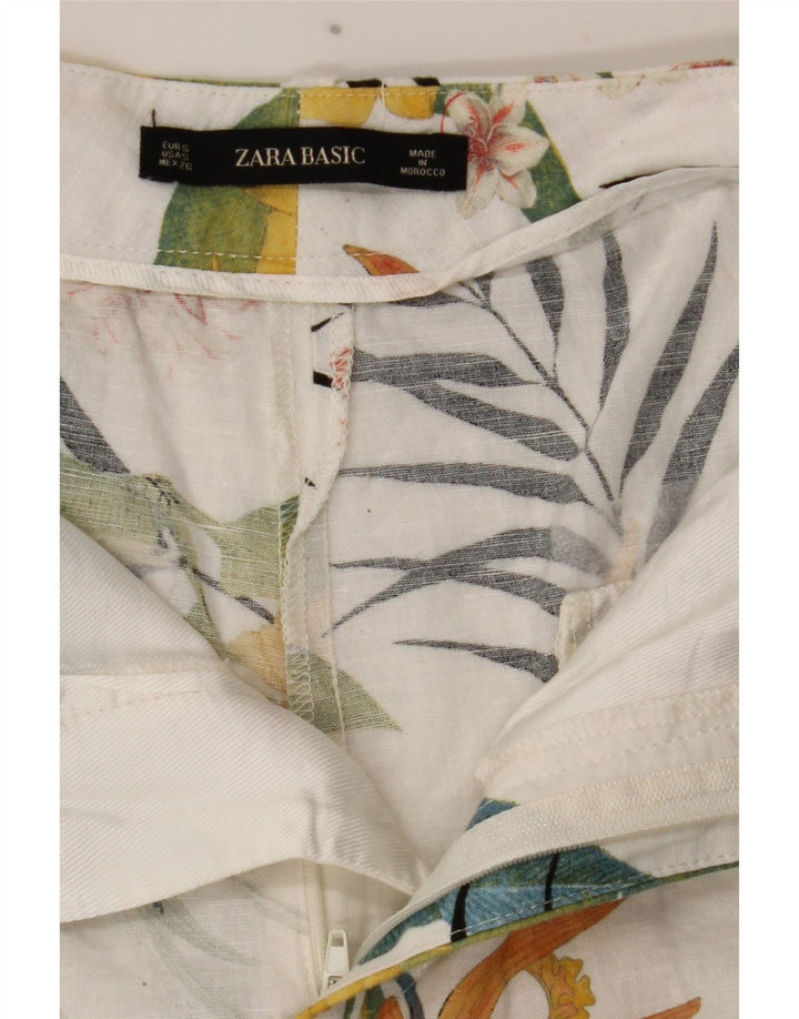 Zara Womens Chino Shorts Small W26  White Floral