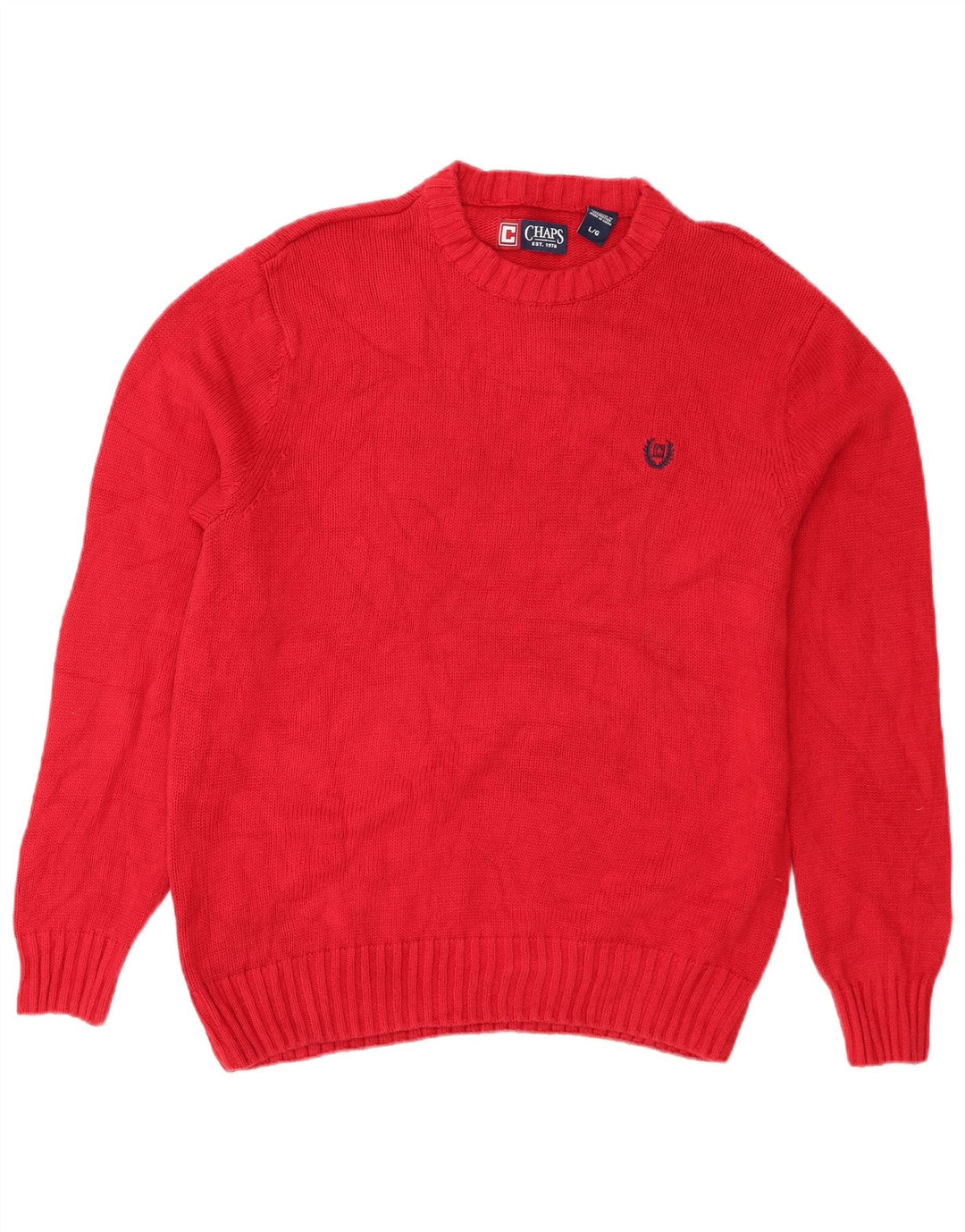 Chaps Mens Crew Neck Jumper Sweater Large Red Cotton