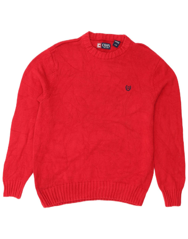 Chaps Mens Crew Neck Jumper Sweater Large Red Cotton