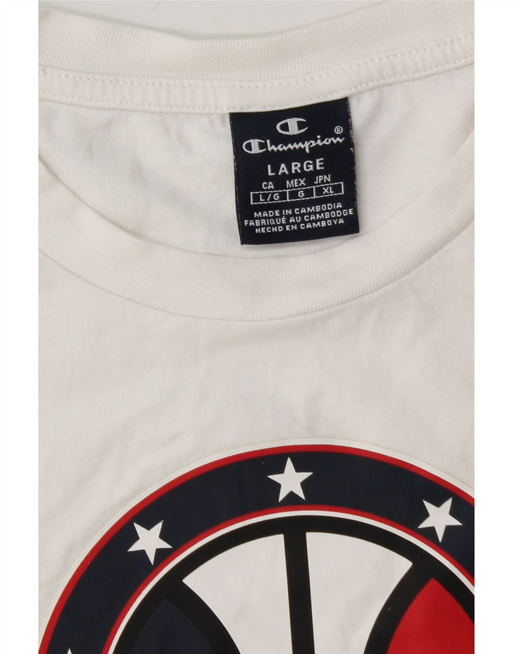 CHAMPION Mens Graphic T-Shirt Top Large White
