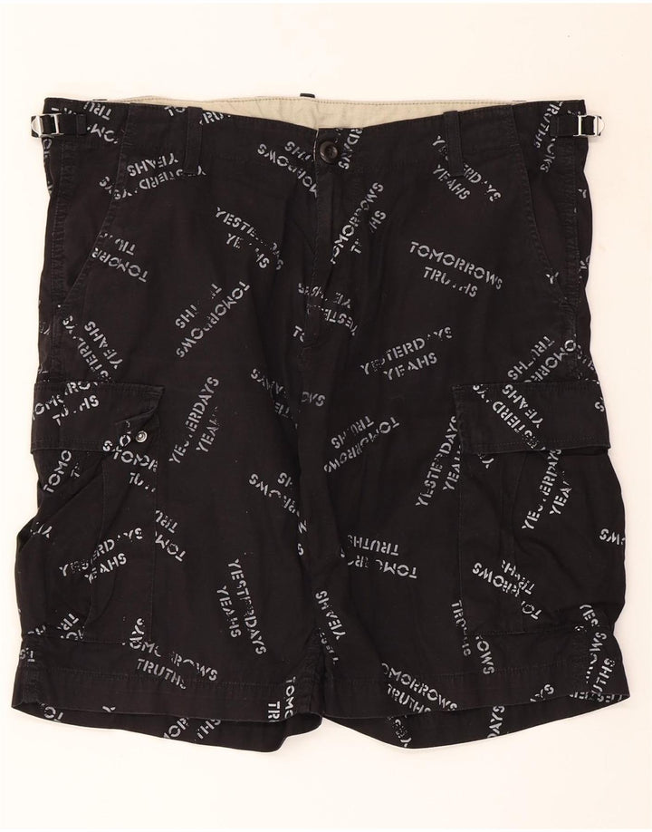 CARHARTT Mens Graphic Cargo Shorts W34 Large Black Cotton