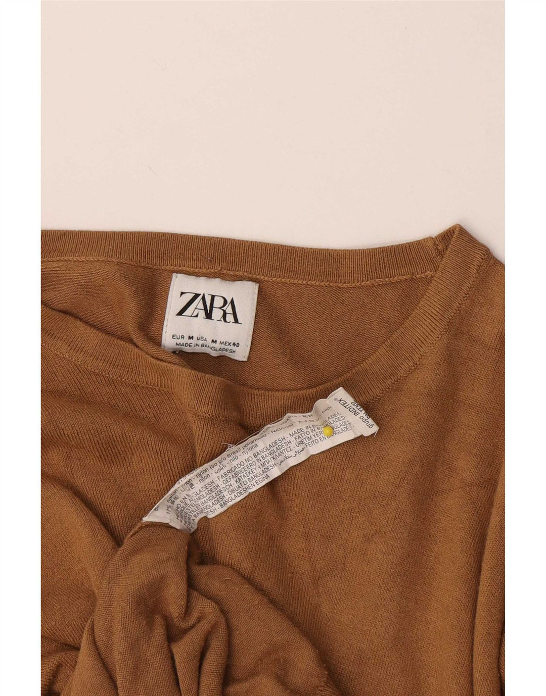 Zara Mens Boat Neck Jumper Sweater Medium Beige Viscose