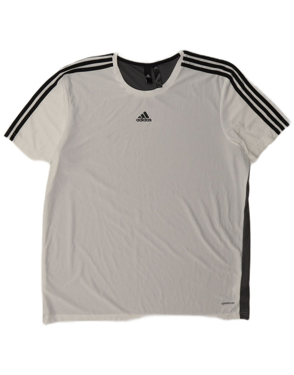 Adidas Mens Aeroready T-Shirt Top XL White Colourblock Polyester
