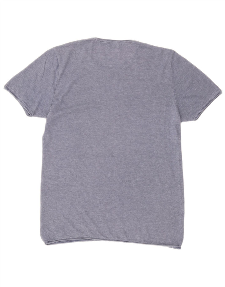 Zara Mens T-Shirt Top Large Blue Cotton