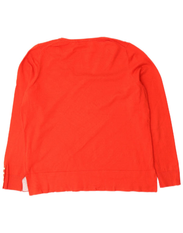 Boden Womens V-Neck Jumper Sweater UK 16 Large Red Cotton