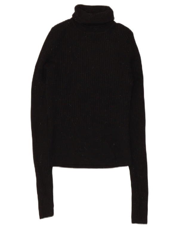 Zara Womens Crop Roll Neck Jumper Sweater UK 8 Small Black Viscose