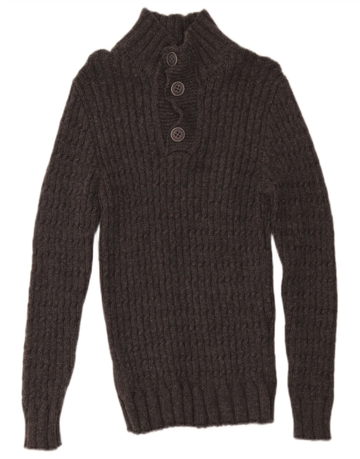 Alpha Massimo Rebecchi Mens Button Neck Jumper Sweater IT 48 Medium Grey