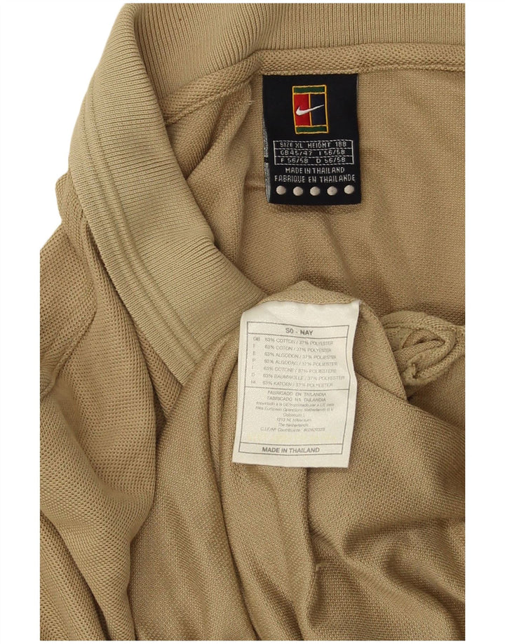 NIKE Mens Polo Shirt UK 45/47 XL Beige Cotton