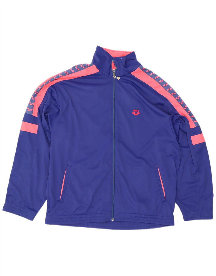 Arena Mens Graphic Tracksuit Top Jacket 2XL Blue Colourblock
