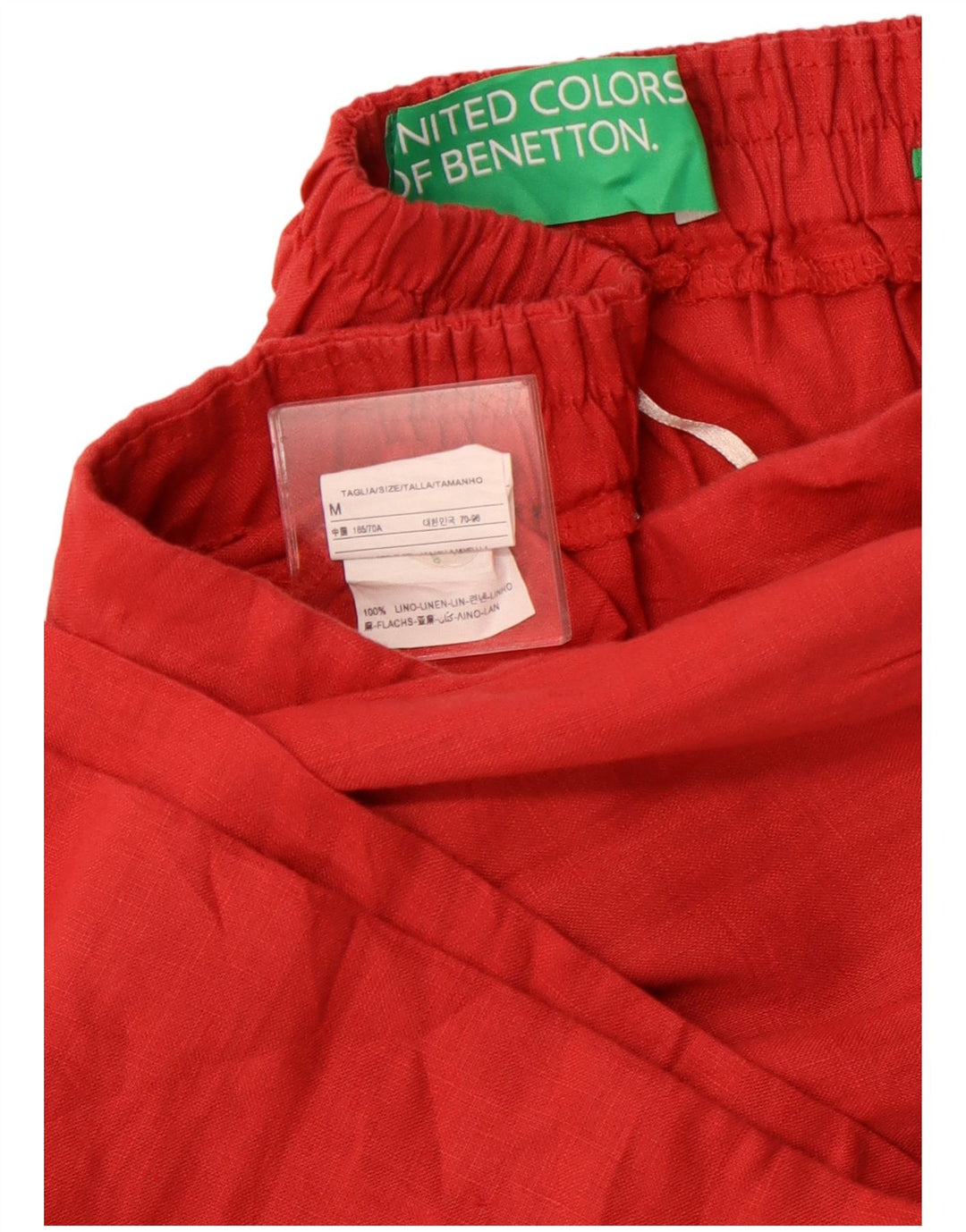 BENETTON Womens Wide Leg High Waist Casual Shorts Medium W30 Red Linen