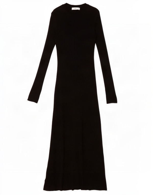 Zara Womens Maxi Long Sleeve Jumper Dress UK 8 Small Black Viscose