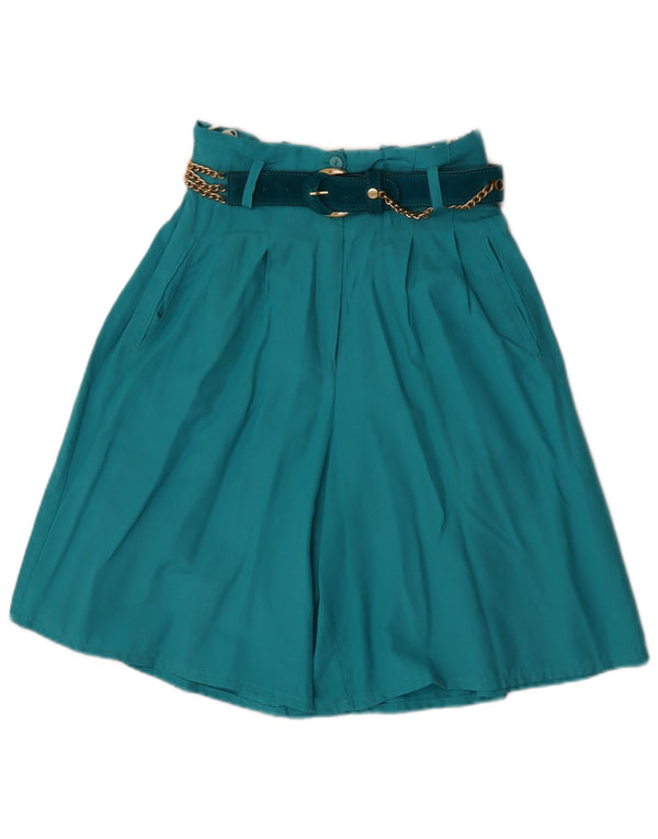 Vintage Womens High Waist Cullotes Shorts EU 36 Small W26 Turquoise