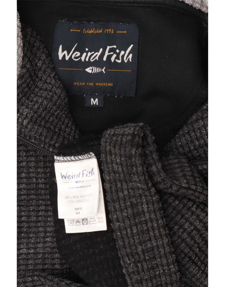 Weird Fish Mens Zip Neck Fleece Jumper Medium Grey Colourblock Polyester