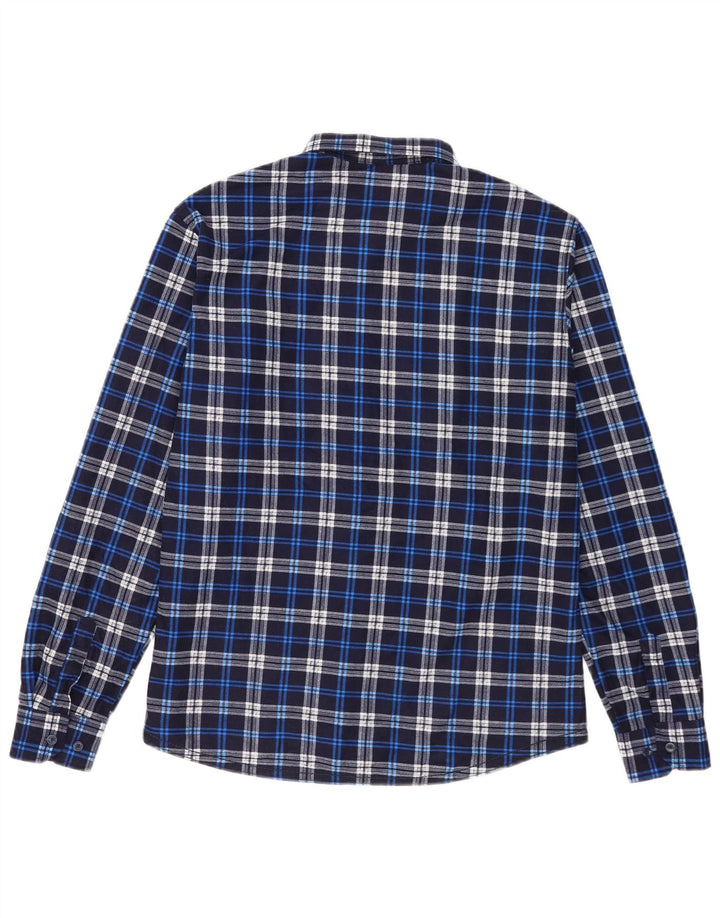 Vintage Mens Flannel Shirt 2XL Blue Check