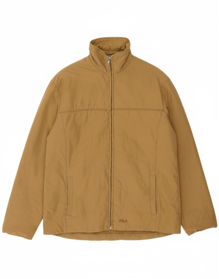 FILA Womens Bomber Jacket UK 16 Large Khaki Polyester