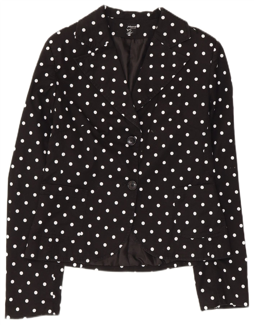 Phard Womens 2 Button Blazer Jacket UK 12 Medium Black Polka Dot Cotton