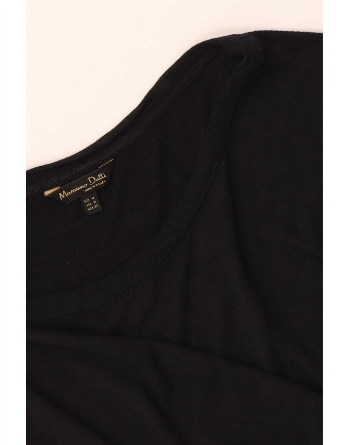 Massimo Dutti Womens Top 3/4 Sleeve UK 12 Medium Black
