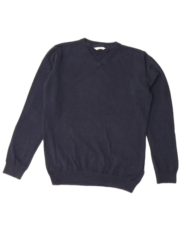 Marks & Spencer Boys V-Neck Jumper Sweater 14-15 Years Navy Blue Cotton
