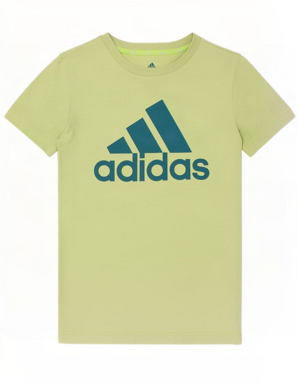 Adidas Boys Graphic T-Shirt Top 9-10 Years Green Cotton