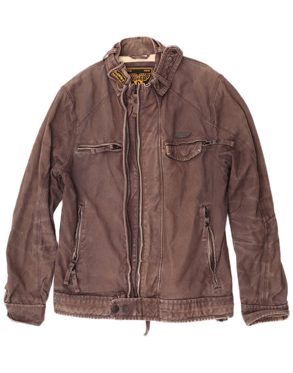 Superdry Mens Utility Jacket UK 40 Large Brown Cotton