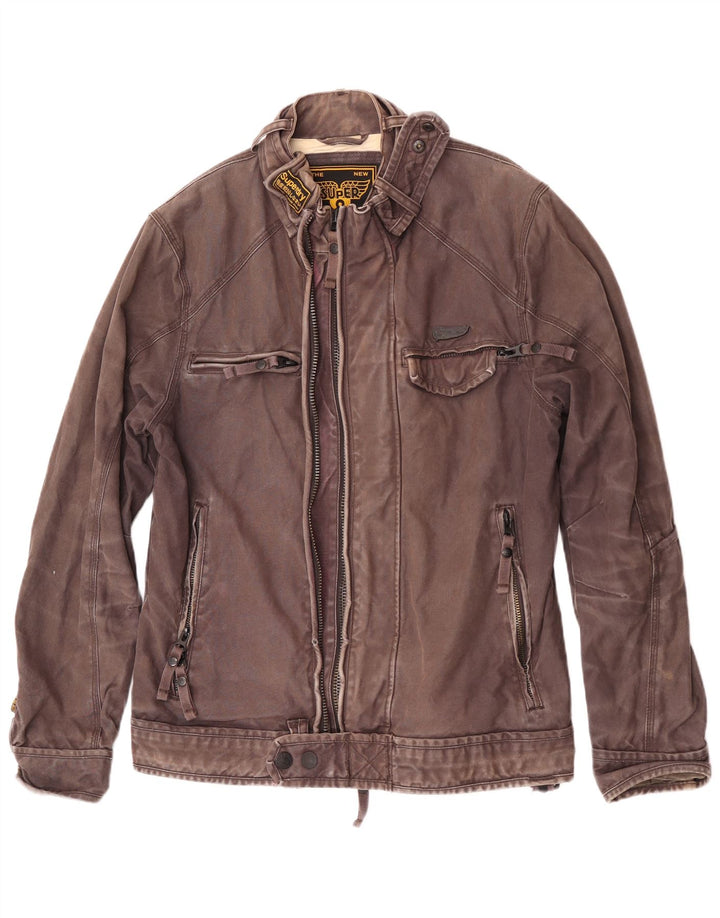 Superdry Mens Utility Jacket UK 40 Large Brown Cotton