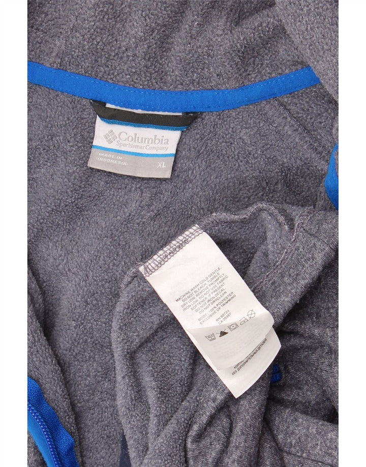 COLUMBIA Mens Zip Hoodie Sweater XL Navy Blue Flecked Polyester