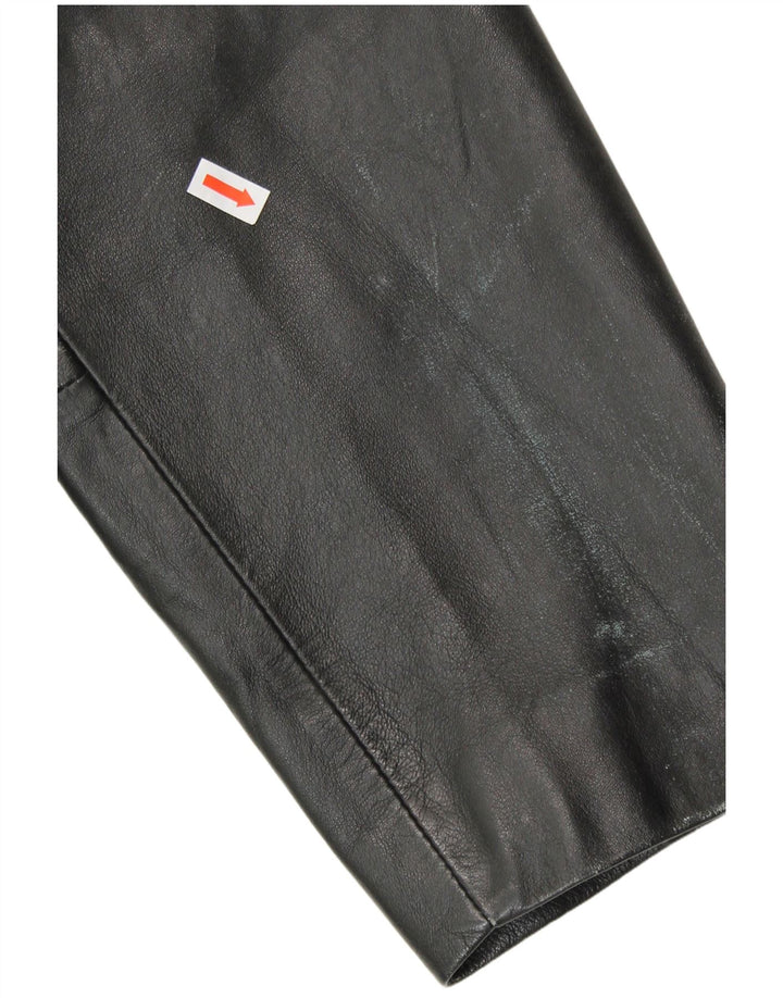 MILAN Womens Leather Coat UK 18 XL Black Leather