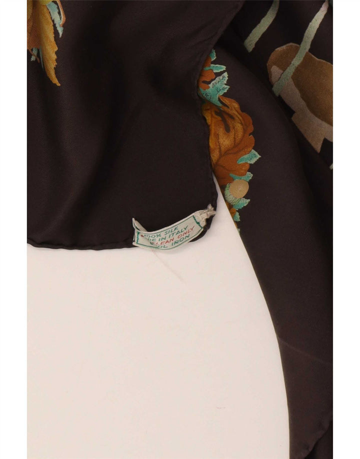 Gucci Womens Square Scarf One Size Brown Floral Silk