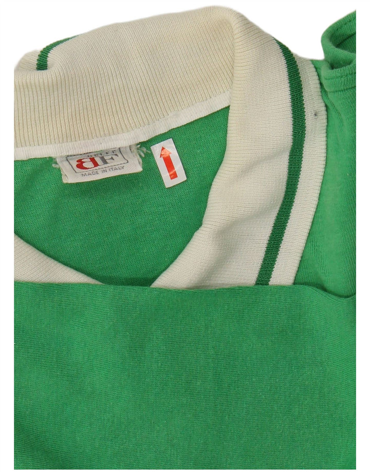 BELFE Womens Polo Neck Jumper Sweater UK 14 Large Green Colourblock