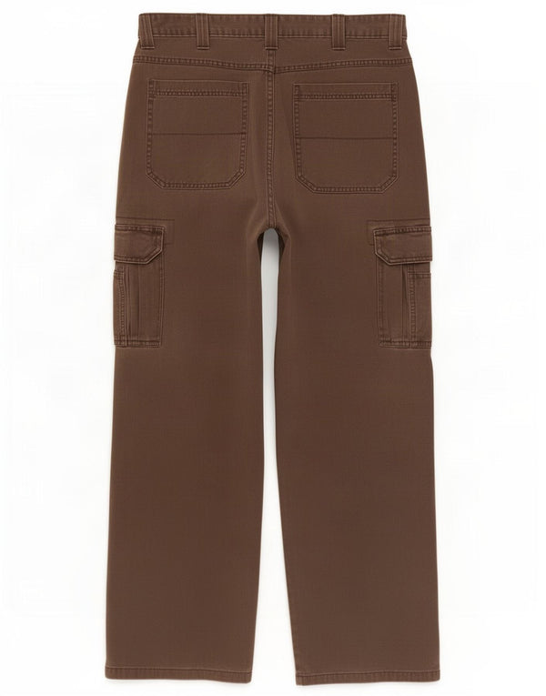 Wrangler Mens Straight Cargo Trousers W34 L32 Brown Cotton