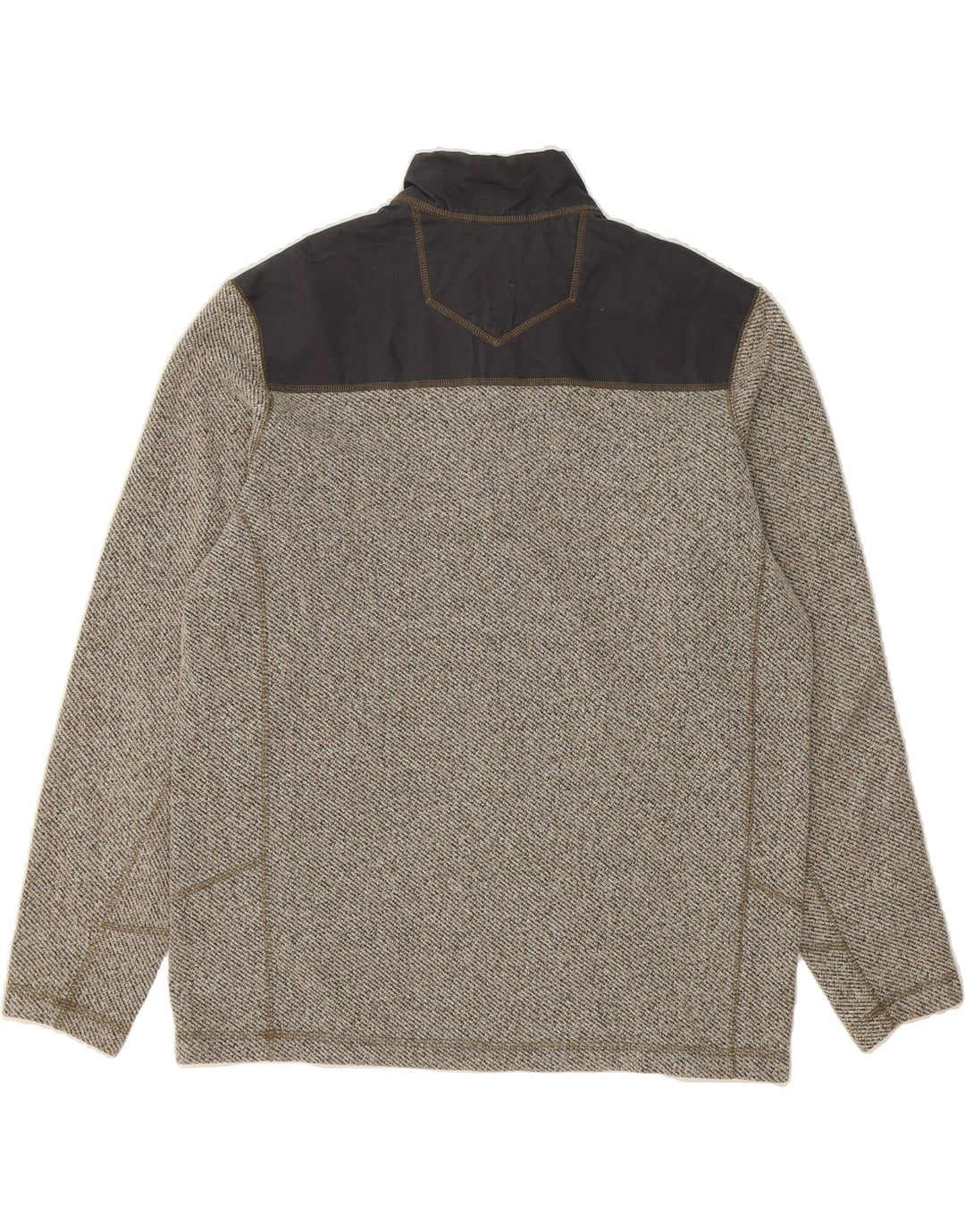 EDDIE BAUER Mens Zip Neck Sweatshirt Jumper Large Grey Colourblock Vintage Eddie Bauer and Second-Hand Eddie Bauer from Messina Hembry 