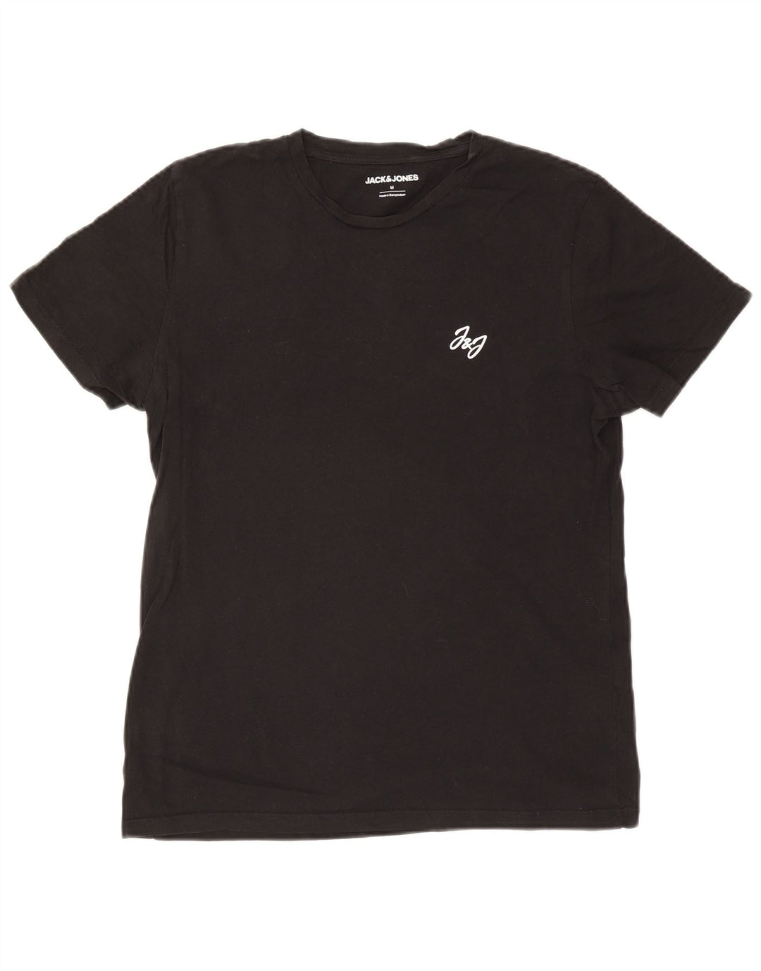 Jack & Jones Mens T-Shirt Top Medium Black Cotton