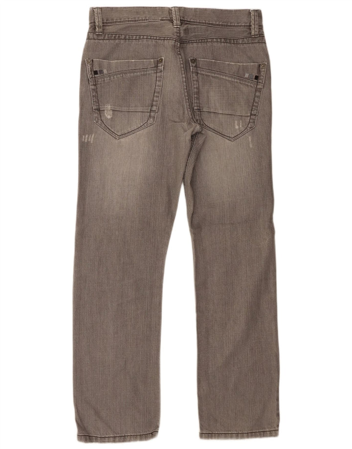 Dkny Mens Distressed Straight Jeans W31 L30 Grey Cotton