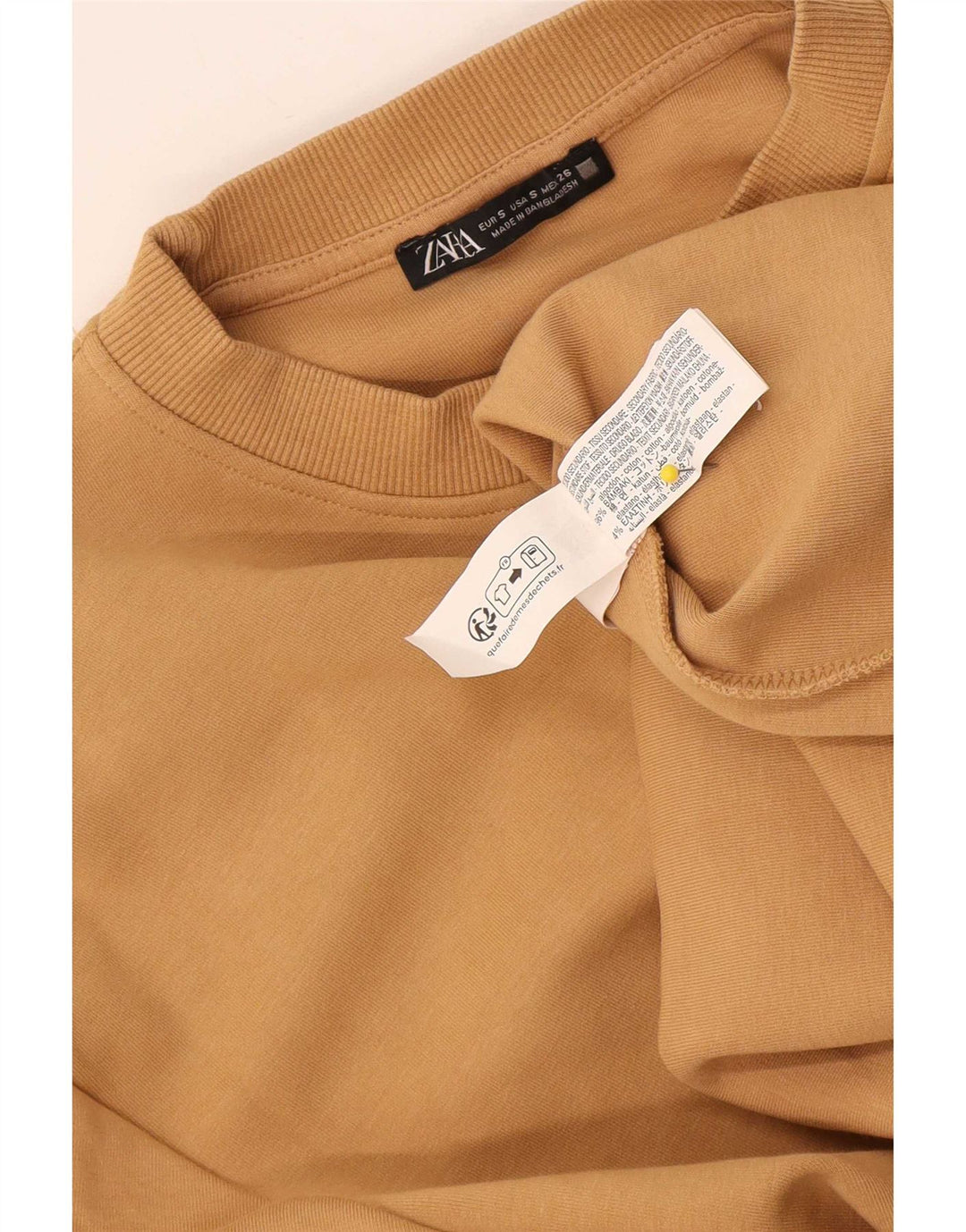 Zara Womens Oversized Sweatshirt Jumper UK 10 Small Beige Cotton