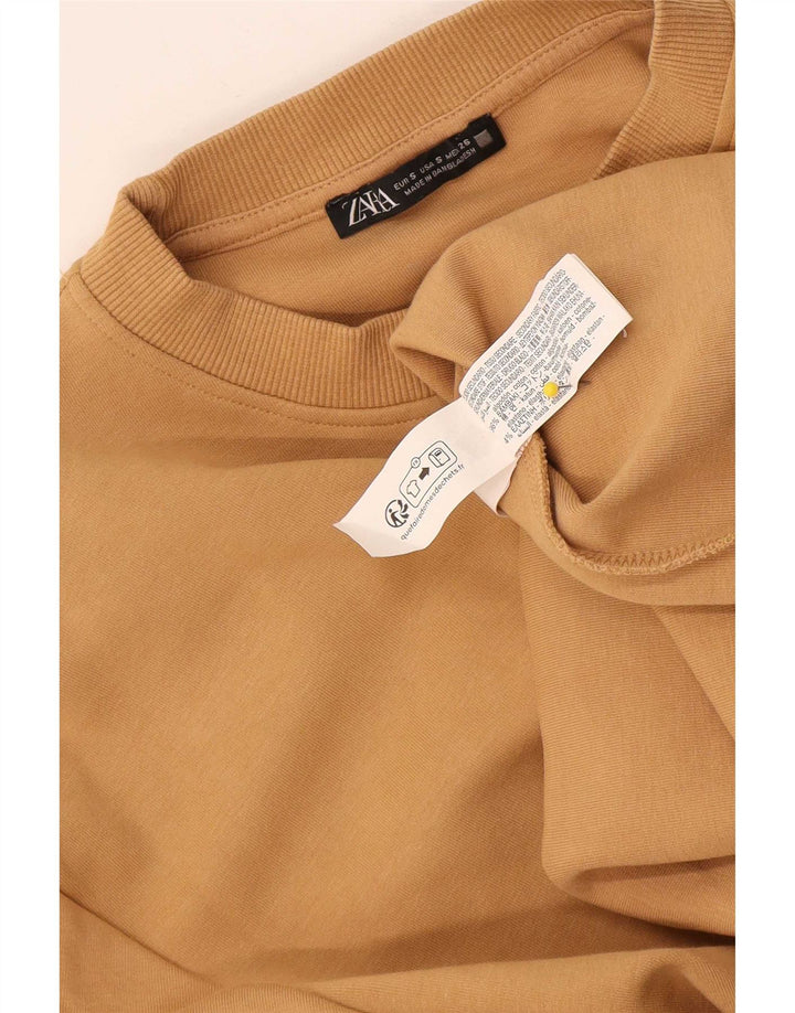 Zara Womens Oversized Sweatshirt Jumper UK 10 Small Beige Cotton