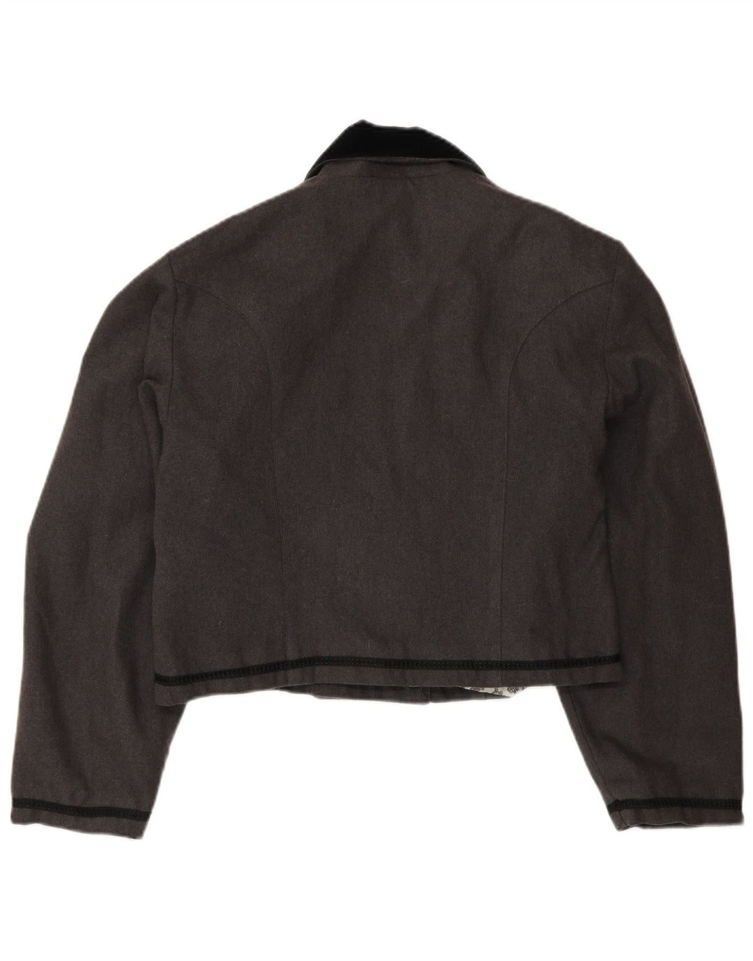 Vintage Womens Crop Blazer Jacket UK 14 Medium Grey Colourblock