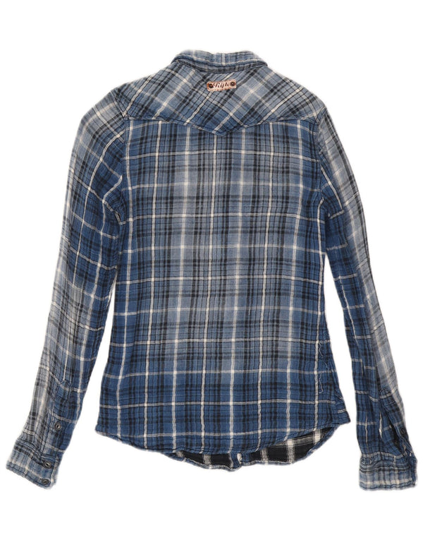 Rifle Mens Flannel Shirt Small Blue Check Cotton