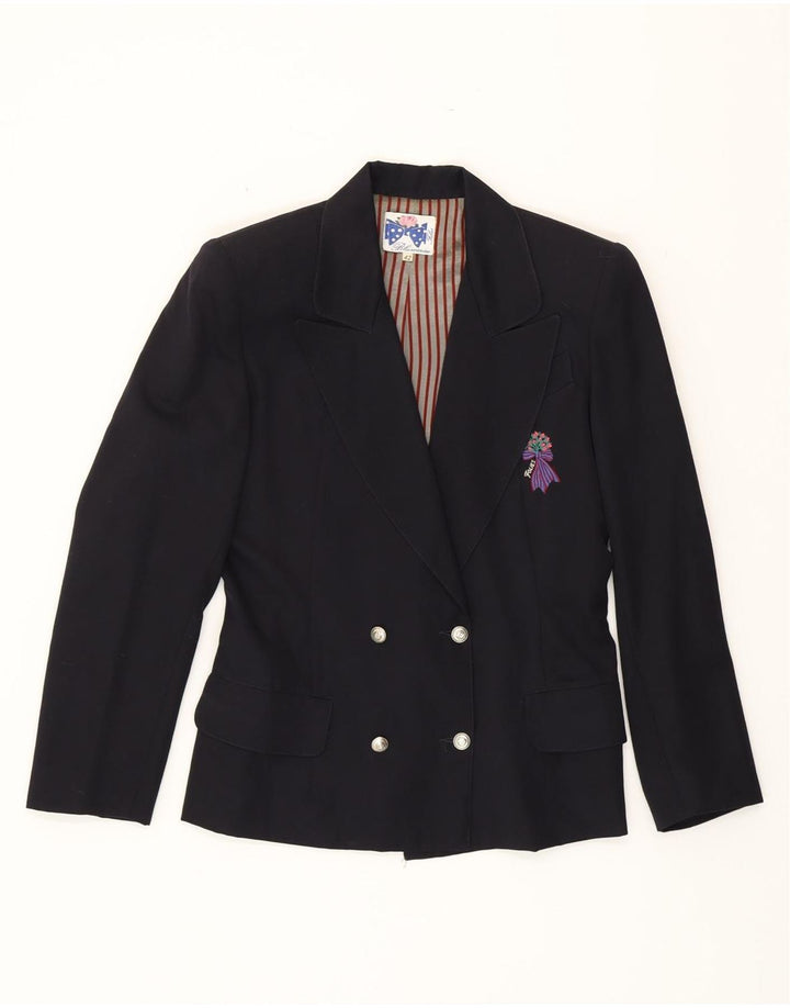 BLUMARINE Womens Double Breasted Blazer Jacket IT 42 Medium Navy Blue Wool Vintage Blumarine and Second-Hand Blumarine from Messina Hembry 