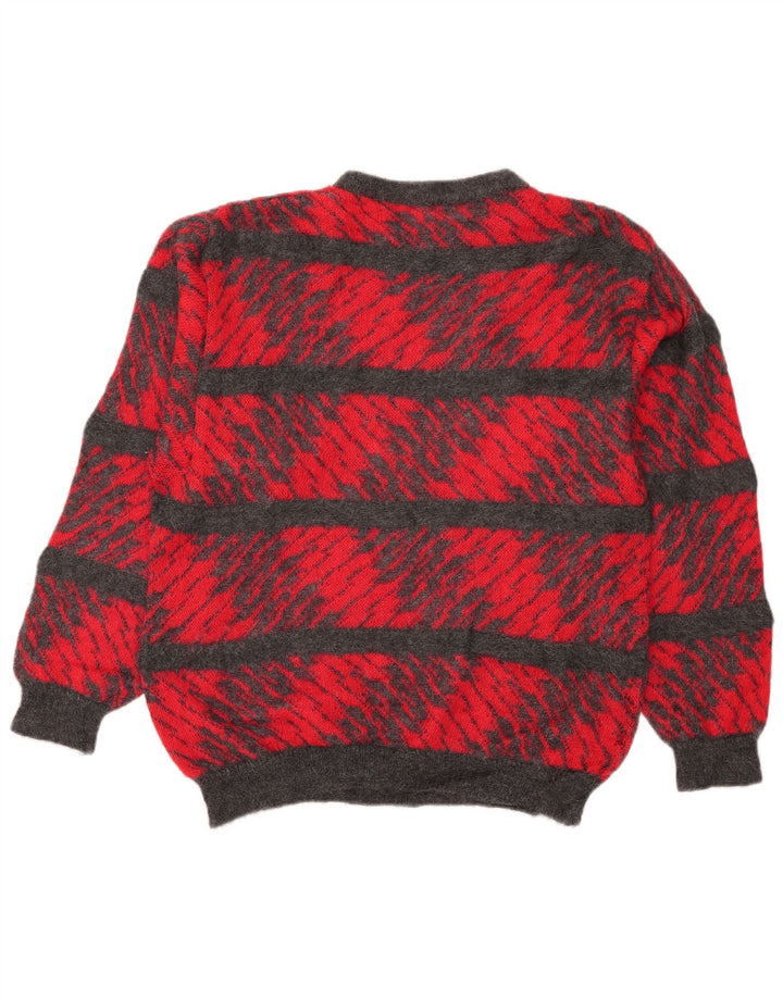 Vintage Mens Crew Neck Jumper Sweater Large Red Striped